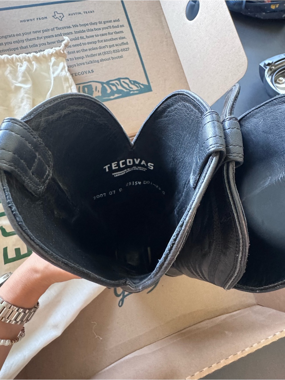 Tecovas “Annie” Women's Black Leather Cowboy Boots - 7 - Picture 3 of 10